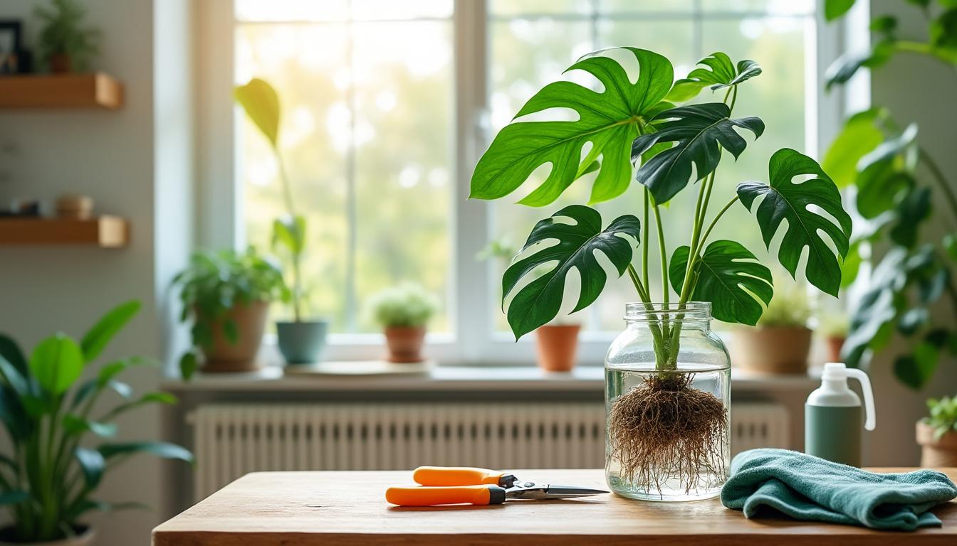 apprenez étape par étape comment réussir la bouture de monstera chez vous pour obtenir de magnifiques nouvelles plantes facilement.