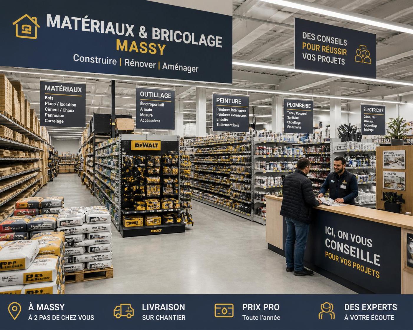 découvrez les services et matériaux proposés par point p massy pour réussir tous vos travaux de rénovation, du conseil à la livraison, avec des produits de qualité adaptés à vos besoins.